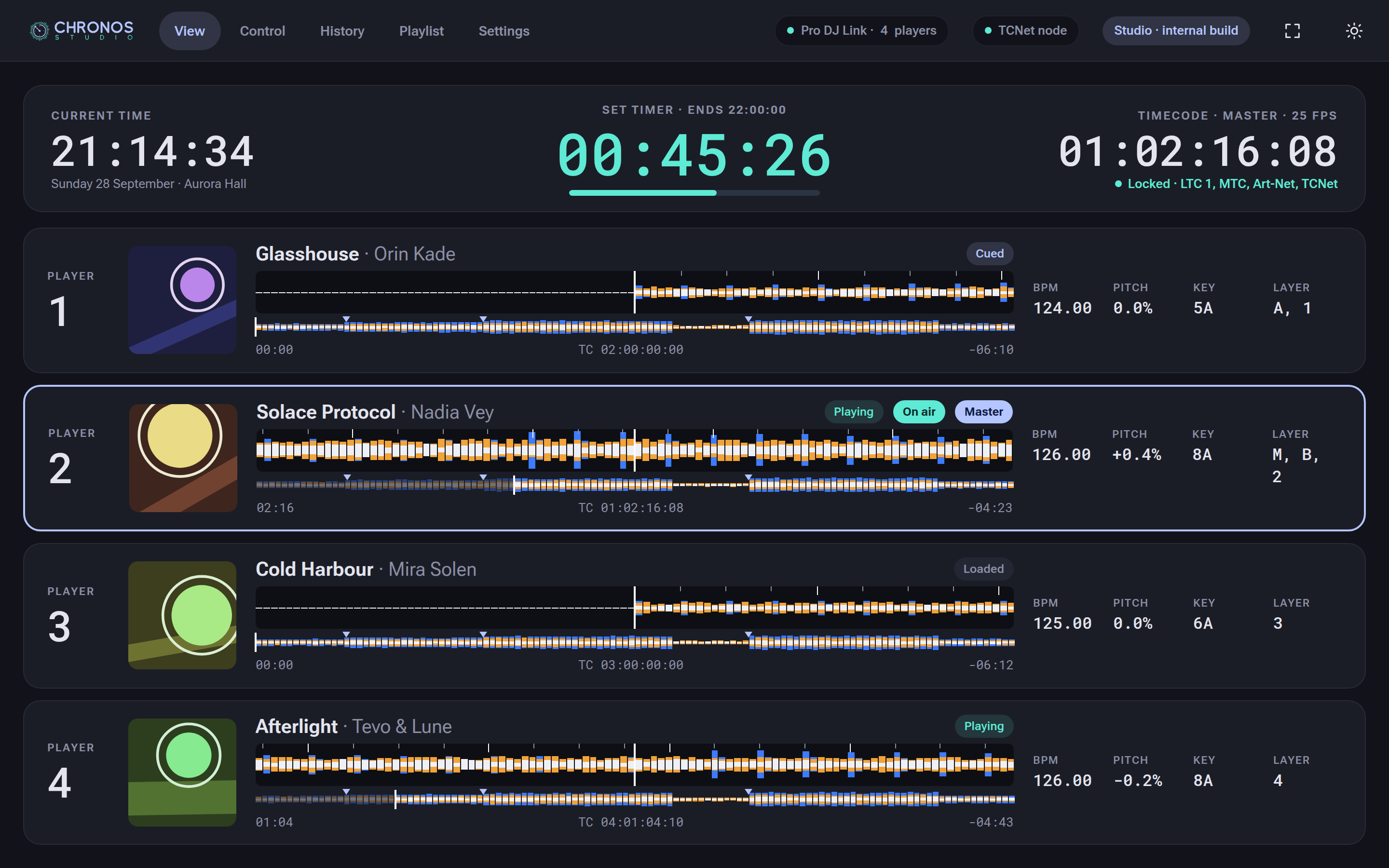 View · timer strip and running timecode on Mac and Windows
